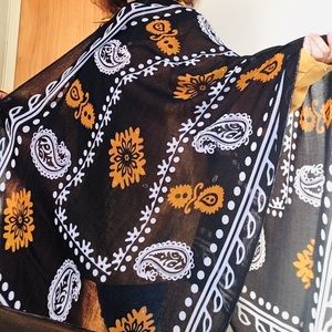 Black Oblong colorful floral scarf